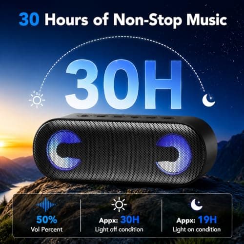 IKT Portable Bluetooth Speaker with Lights x Holidays/World Cup Stuffers, Loud Stereo Sound, BT5.4, Enhanced Bass,30H Playtime,TWS Pairing, IPX7 Waterproof, Speakersfor Home/Party/Outdoor — view 3