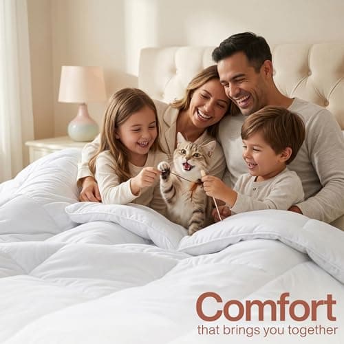 Utopia Bedding Comforters Queen Size, All Season Duvet Insert, Down Alternative Box Stitched Bed Comforter with Corner Tabs, Machine Washable (White) — view 3