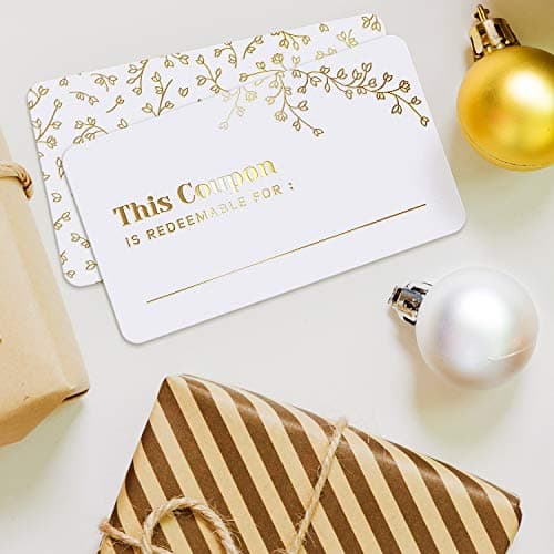 50 Blank Coupon Cards - for Him, Her, Husband, Wife, Mom, Dad, Mother’s Day Gift Certificates Vouchers Loyalty Cards Employee Appreciation Gifts - Great for Spas, Restaurants, Hair Salons (3.5”x2”) — view 2
