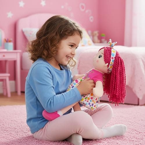 June Garden 14" Best Big Sister Sophie - Soft Cuddly Plush Doll Gift for Girls - Huggable Rag Doll - Pink M — view 5