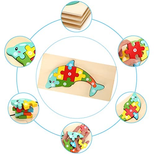 Wooden Puzzles for Toddlers 3-5 Year Old, Kids Montessori Toys for 3 Year Old, Learning Educational Wood Puzzle Toy Gift for 3 4 5 Year Old Boys Girls - 4 Pack — view 2