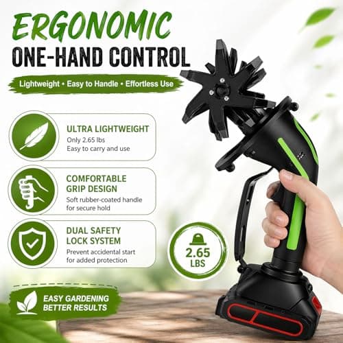 2026 New 24V 2 in 1 Cordless Tiller and Cultivator with Extension Pole,Cordless Tiller Cultivator,Handheld Tiller and Hand Held Cultivator for Garden,Weeding, Trenching (Green(2*Battery+1*Pole)) — view 2