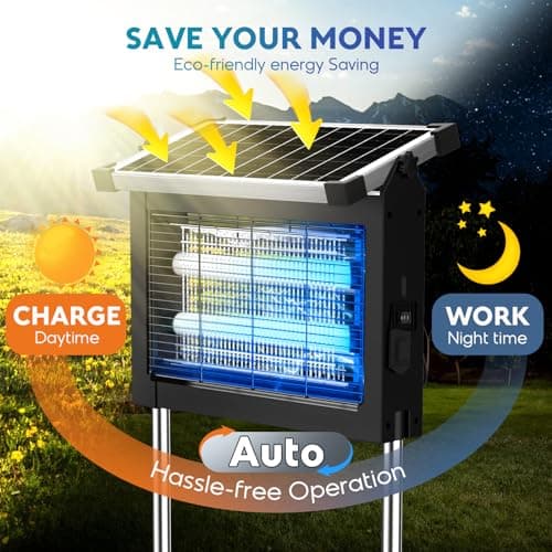Solar Bug Zapper Outdoor, PhatroyYee Mosquito Zapper 4500V, Waterproof Portable Fly Zapper, Rechargeable Electric Mosquito Killer, Cordless Fly Insect Mosquitos Trap for Patio Yard Home Garden Camping — view 2