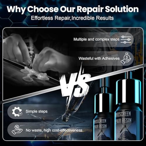 WOOKKIT Windshield Chip Repair Kit, Car Windshield Repair Kit, Portable Resin Glass Repair Liquid Kit for Auto Cracks, Quick Fixing Windscreen for All Crack Types-2 Bottles — view 2