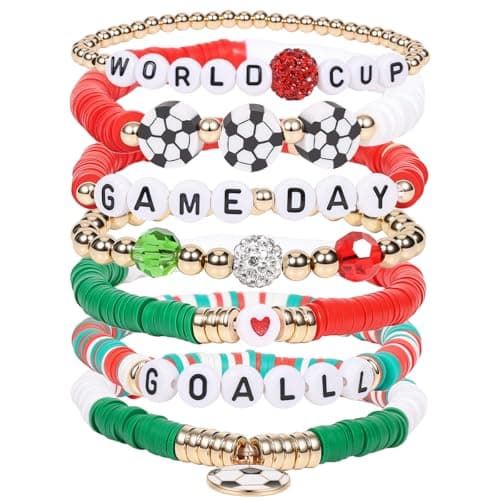 AICase Soccer Bracelets for FIFA World Cup 2026 Gifts, Game Day Mexico Soccer Fan Merch Bracelet Gear Merchandise Jersey Outfits Jewelry Accessories for Women Men Soccer Moms Party Favors Birthday