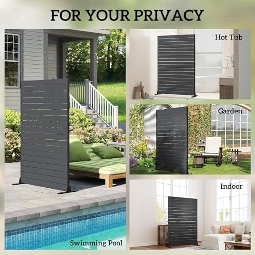 Outsunny Outdoor Privacy Screen, 47.2" W x 68.5" H HDPE Decorative Screen Panel with Stand and 6 Panels, Freestanding Privacy Panel for Indoor Outdoor, Patio Balcony Office, Black — view 7