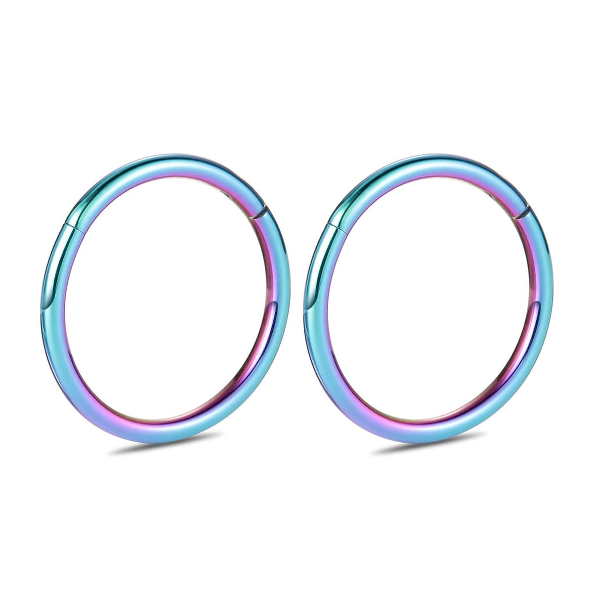 hengkaixuan 2Pcs Titanium Nose Hoop Rings Hinged Segment Clicker Rings Cartilage Helix Lip Tragus Conch Piercing Jewellery Sleeper Earrings Septum Lobe Hoop Earrings