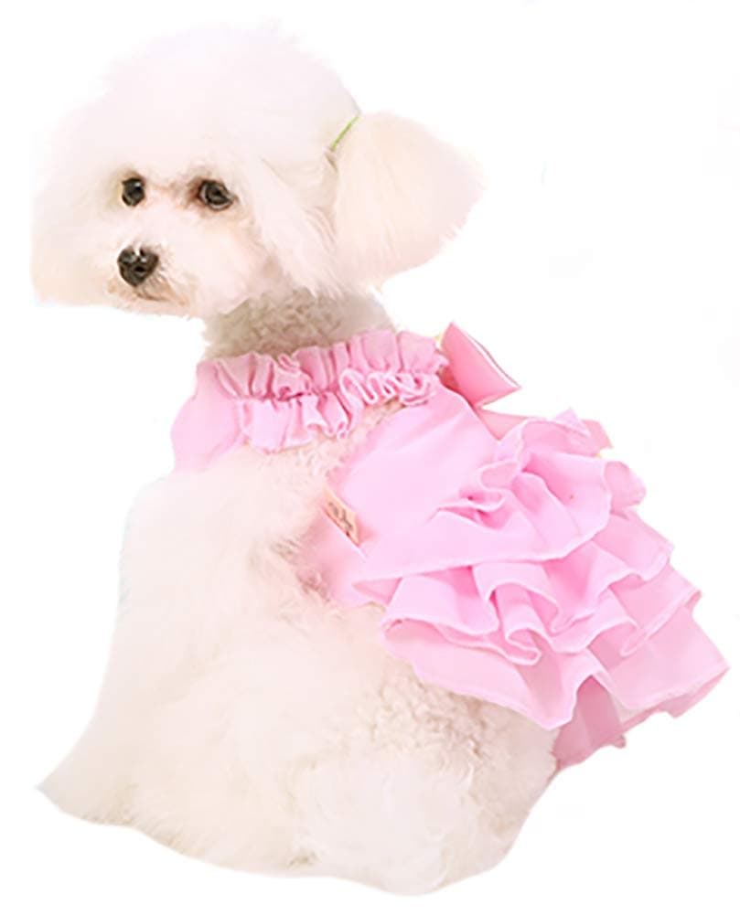 MaruPet Fashion Sweet Puppy Dog Chiffon Princess Dress for EXTRAL Small and Small Dog Pink S — view 36