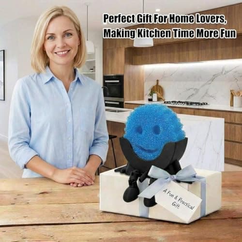 Creative Drainage Sponge Holder: Traceless Glue, 3D Printed Funny Kitchen Sink Holder, Keeps Sponge Dry – for Scrub Daddy (1, Black) — view 7