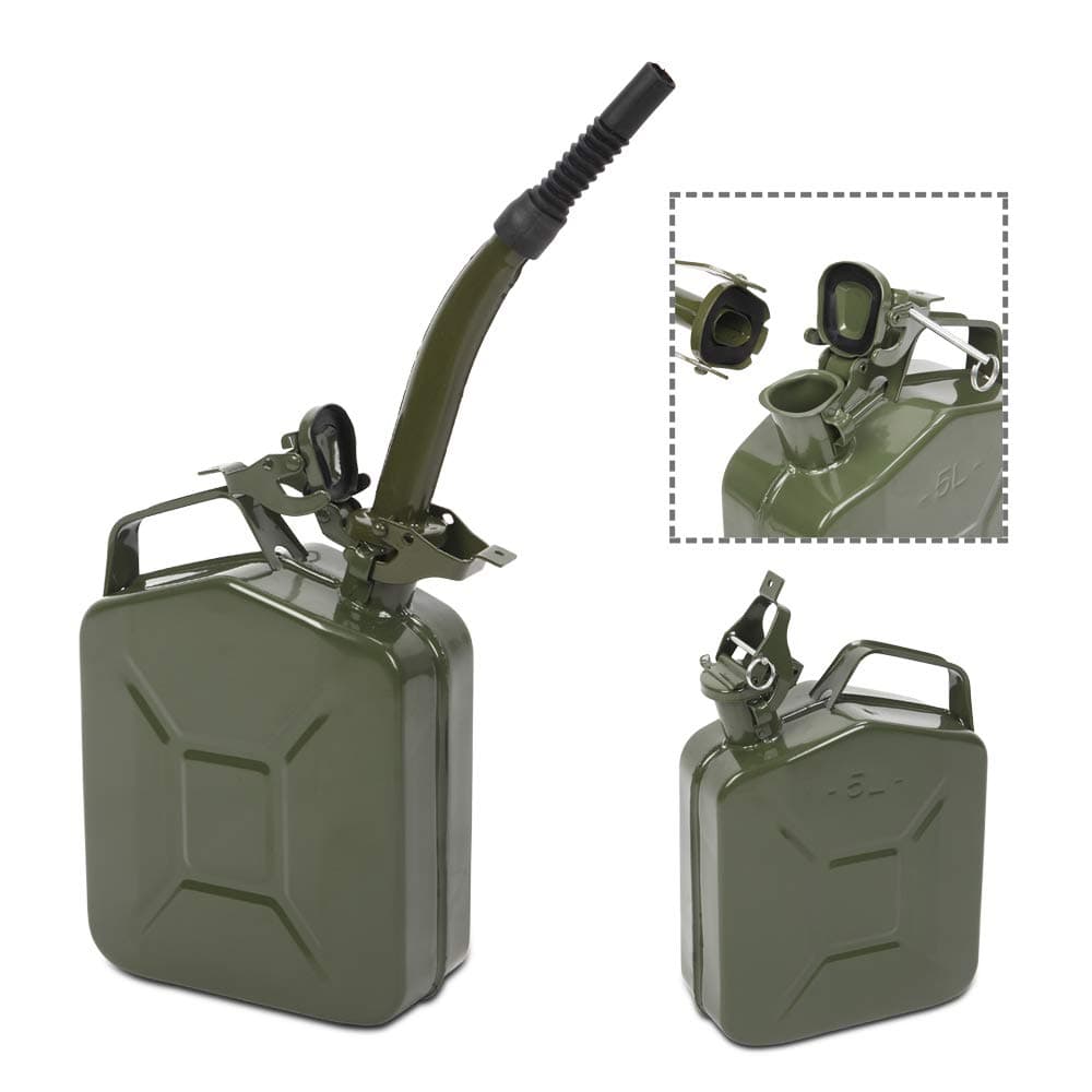 Bonnlo 5L Fuel Oil Storage Can Metal Petrol Diesel Tank with Spout — view 3
