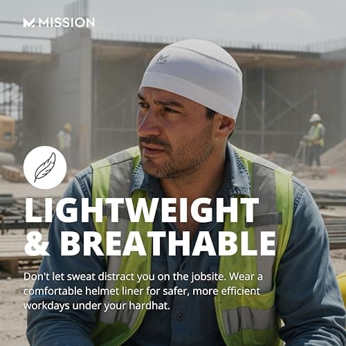 MISSION Cooling Helmet Liner- Cools Instantly When Wet, UPF 50, Wear Under Helmets, Hardhats & More- Black — view 5