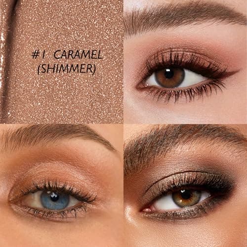 Wugbc Eyeshadow Stick Waterproof Cream Eye Shadow Pencil Long-Lasting Crease-Proof Shimmer Glitter Eyeshadow Crayon Smooth High Pigmented Highlighter Neutral Eye Shadow Liner Makeup, 1 CARAMEL
