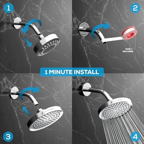 SparkPod Rain Shower Head, 6 Inch Round, Luxury Polished Chrome Finish — view 2