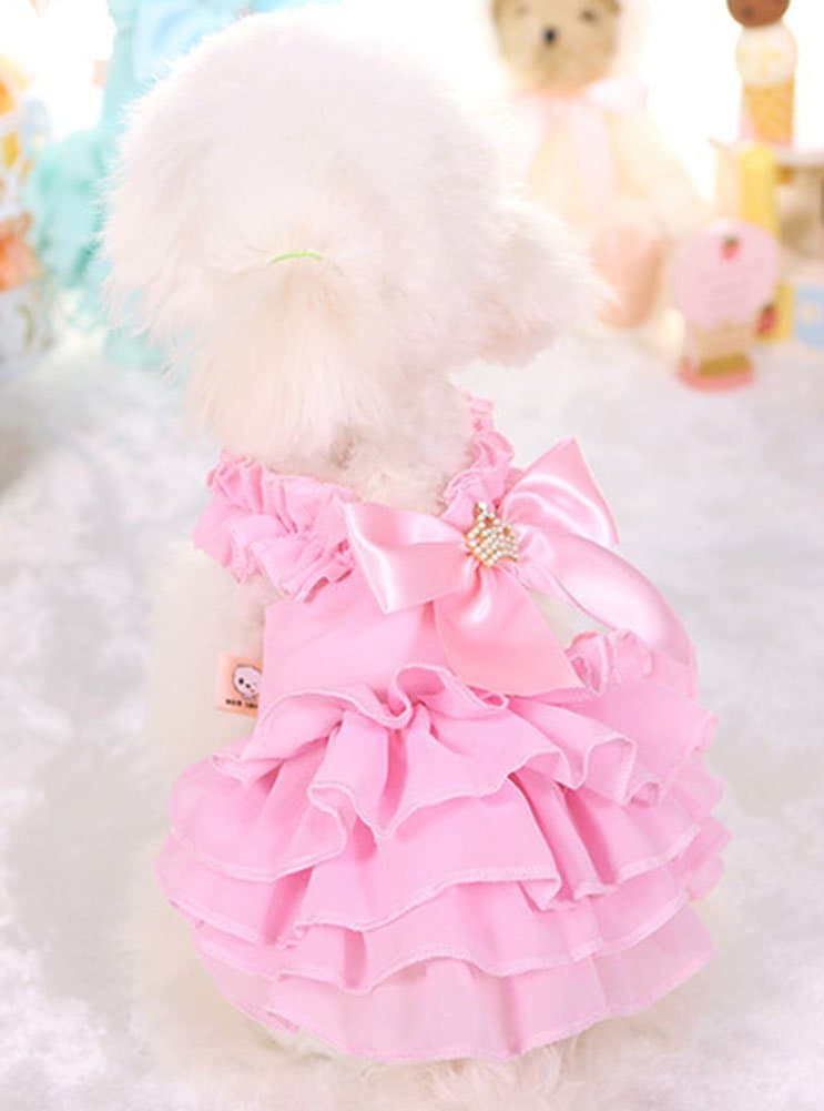 MaruPet Fashion Sweet Puppy Dog Chiffon Princess Dress for EXTRAL Small and Small Dog Pink S — view 3