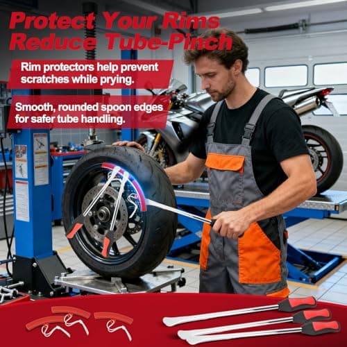 Msuhettu 38 PCS Tire Spoons Tool Set, Premium Tire Irons Tire Changing Kit with 14.5" Levers for Motorcycle, Dirt Bike & Lawn Mower, Including Rim Protectors, Valve Tools & Accessories — view 2