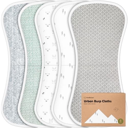 Organic Burp Cloths Baby Boy & Girl, 5-Pack Cotton Burp Rags (Nordic)