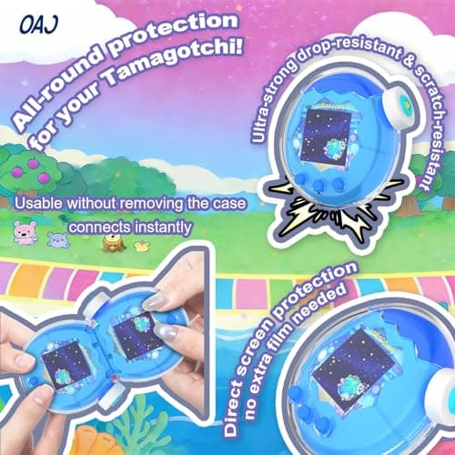 Case for Tamagotchi Paradise，Transparent Hard PC Protective Cover Compatible with Tamagotchi Paradise,Scratch-Proof & Shockproof,with Lanyard (Clear) — view 2