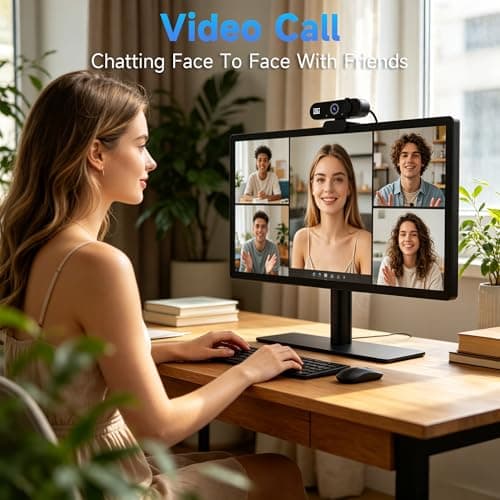 KYFZX 1080P USB HD Webcam，with Microphoneand Rotatable Tripod& Privacy Cover for PC，with Auto White Balance for Video Calls, Live Streaming Gaming & Online Meetings — view 2