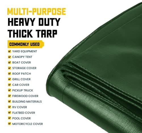 Core Tarps Heavy Duty 10 Mil Tarp Cover, Waterproof, UV Resistant, Rip and Tear Proof, Poly Tarpaulin with Reinforced Edges for Roof, Camping, Patio, Pool, Boat (Green/Black 24′ X 30′) — view 4