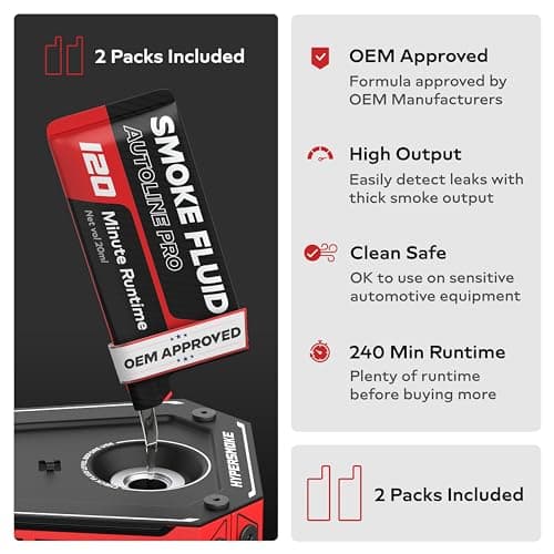 AutoLine Pro HyperSmoke™ Automotive Smoke Machine EVAP Vacuum Leak Tester – Adjustable Pressure – OEM Approved Smoke Fluid – Built-in Air Compressor Motor – Includes Cone for Vacuum and Exhaust Leaks. — view 3