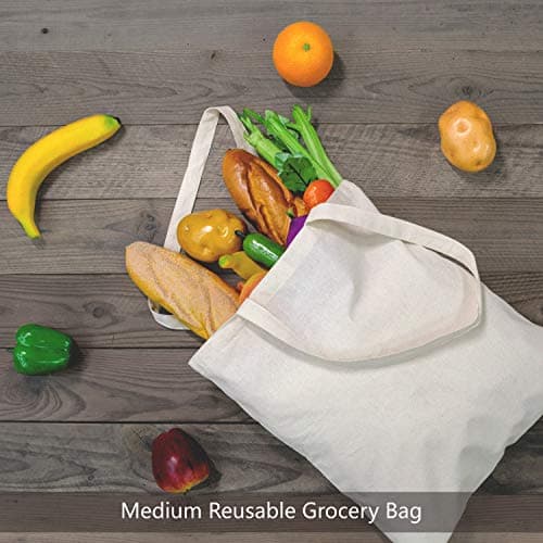 TOPDesign 24-Pack Economical Cotton Tote Bag, Lightweight Medium Reusable Grocery Shopping Cloth Bag, Suitable for DIY, Advertising, Promotion, Gift, Activity — view 3