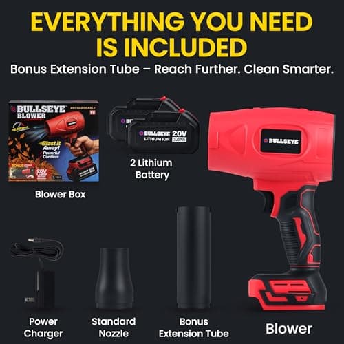 Bullseye Blower – Cordless Leaf Blower, Handheld Turbo Jet with 2 Batteries, 20V 350W Electric Air Power for Patio, Garage Cleaning and Car Drying – As Seen on TV — view 5