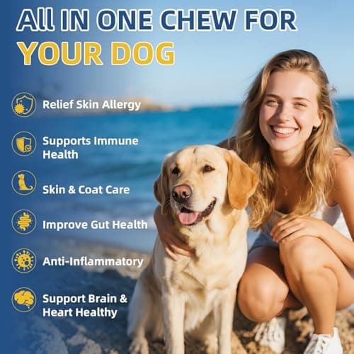 Dogs Allergy & Itch Relief Chews, Dog Probiotics for Skin & Immune Support Helps Relieve Itchy Skin & Ear, Dog Allergy Supplement for Paw Licking, Itching Skin Relief with Colostrum, Fish Oil (Brown) — view 4