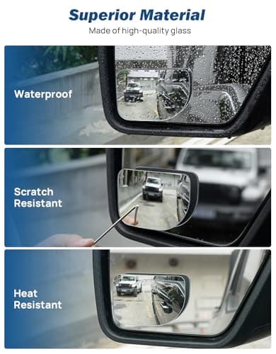 JOYTUTUS XLarge Blind Spot Mirror 2 Pack 3.7‘’×2.5‘’ HD Frameless Convex Glass for Wide Angle View and Safer Lane Changing Compatible with SUVs Trucks RVs Easy Stick On & Long Lasting Durability — view 5