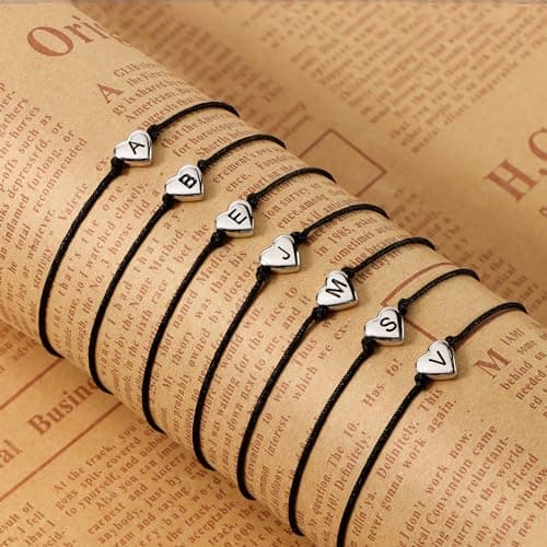 SANNYRA Pinky Promise Bracelet, BE Couples Bracelets Matching Initial Relationship Boyfriend Gift Stuff, 26 Letters Friendship Bracelet for Her 2 Pieces Bf Gifts — view 4