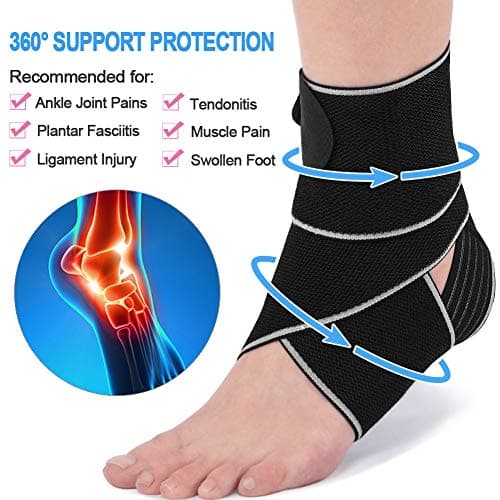 Beister Adjustable Compression Ankle Brace, Elastic Foot Support Wrap, Sprains Foot Brace for Sports Protect, Arthritis, Plantar Fasciitis, Achilles Tendonitis — view 2