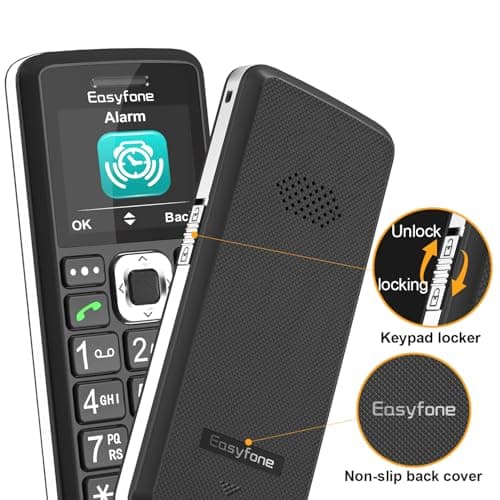 Easyfone T200 4G Unlocked Feature Cell Phone, Easy-to-Use Clear Sound Basic Dumb Mobile Phone with FM Radio, Flashlight, Bluetooth, Expandable Memory, Mini-Games, No Internet & No Camera (Black) — view 5