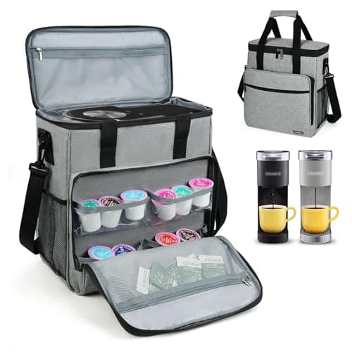 LEFOR·Z Travel Coffee Maker Carrying Bag Compatible with Keurig K-Mini or K-Mini Plus, Single Serve Coffee Maker Portable Storage Bag with Shoulder Strap,Grey(Bag Only)