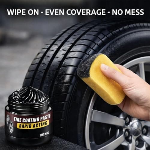 2026 Tire Coating & Trim Restorer, Bring Back the Original Deep Black Shine to Rubber and Plastic,Car Detailing Kit Tires Shines Applicator Shiny Stuff (2pcs)