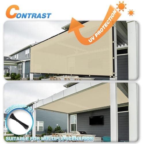 TANG 4' x 25' Beige Tan Privacy Fence Screen Temporary Fence Screen Heavy Duty Windscreen Fence Netting Fence Covers Privacy Blockage Excellent Airflow for Backyard Garden School — view 4