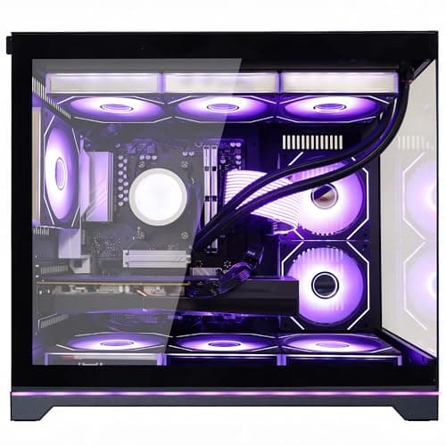 HELLOLAND Ocean Park Gaming PC Desktop- AMD Ryzen 7 9800X3D 8-Core 4.7GHz- RX 9070 XT 16GB- 32GB DDR5 6000MHz RAM-1TB PCIe SSD- 850W PSU- 360mm AIO & APP RGB Fan Control- WiFi + BT - Win 11 -Black — view 4