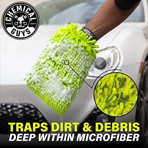 Chemical Guys Chenille Premium Scratch-Free Microfiber Wash Mitt for Car Washing - 2 Pack, Lime Green, Ultra-Soft Car Wash Gloves, Swirl-Free Finish, Safe for Trucks, SUVs, Motorcycles, and More — view 3