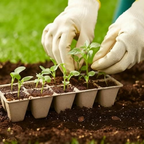 400 Cells Seed Starter Tray 40 Pack, Peat Pot Organic Biodegradable Seedling Pots Germination Trays with 100 Plant Labels for Vegetable Flower, Herbs, Indoor Outdoor Garden — view 6
