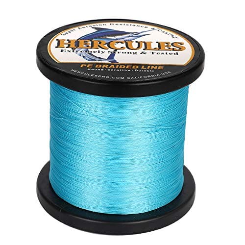 HERCULES Braided Fishing Line 1000m 1094yds 6lbs-100lbs Pe 4 Strands (Blue 50lb/22.7kg 0.37mm) — view 3