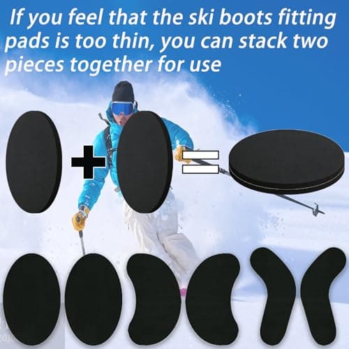 50 Pcs Ski & Snowboard Boots Fitting Pads 3 Sizes Self-Adhesive Foam Padding - 10 J Bars Snowboard Boots 20 Heel Lift Pads and 20 Ankle Ski Boot Fitting Pad to Reduce Heel Lift & Ankle Blisters — view 3