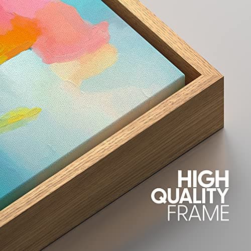 SIGNWIN Framed Canvas Print Wall Art Set Vibrant Rainbow Paint Stroke Collage Shapes Abstract Illustrations Modern Art Decorative Nordic Calm/Zen for Living Room, Bedroom, Office - 24"x36"x3 Natural — view 3