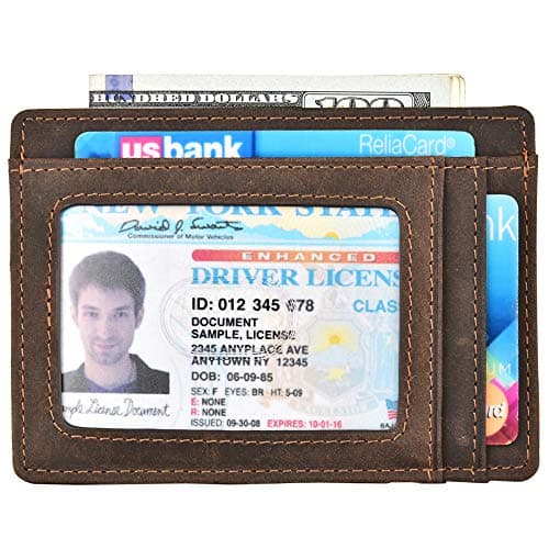 Kinzd Slim Wallet RFID Front Pocket Wallet Minimalist Secure Thin Credit Card Holder Dark Brown