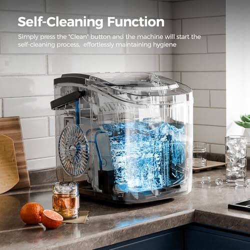 Electactic Ice Makers Countertop,26Lbs/24H,9 Cubes in 6 Mins,Portable Ice Maker Machine with Self-Cleaning,2 Sizes of Bullet Ice,Perfect for Home Kitchen(Black) — view 4