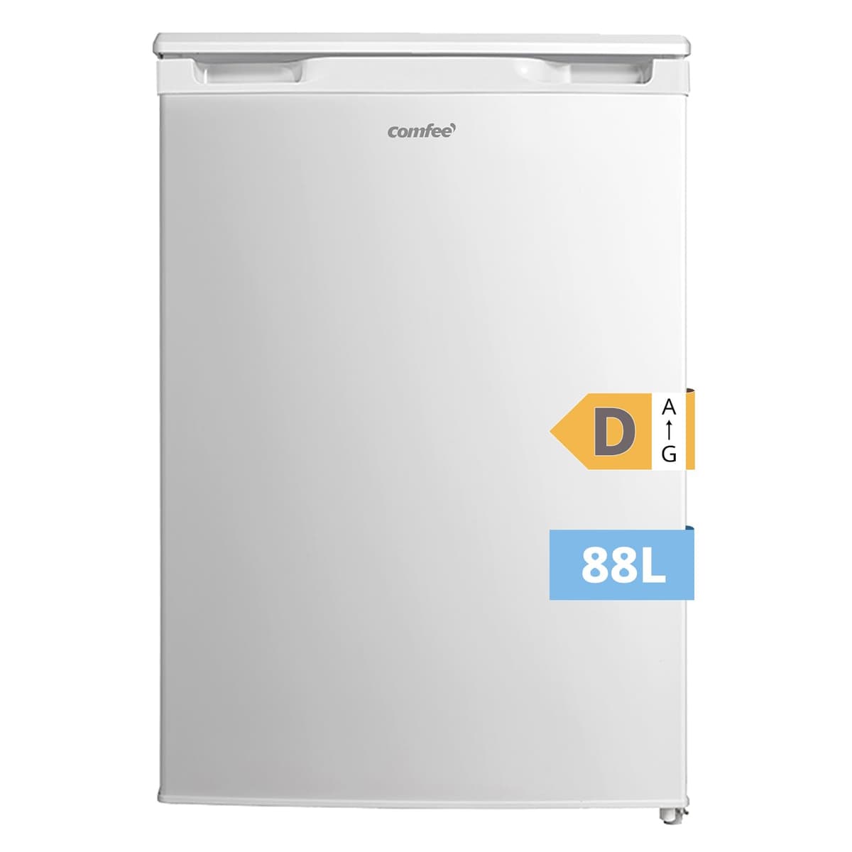 COMFEE' RCU83WH3EU(E) Congelador vertical independiente 88 Litros, 3 cajones, Congelador de gran capacidad, Termostato ajustable, Puerta reversible, Blanco