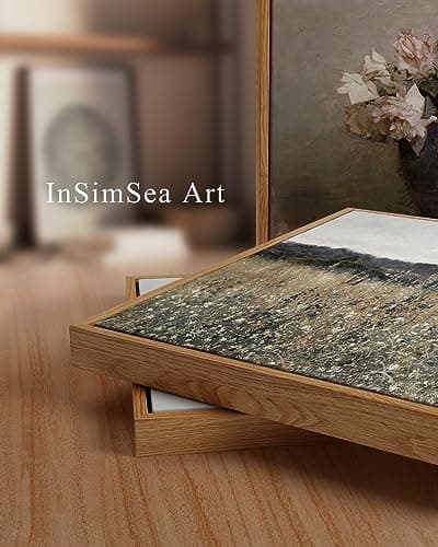 InSimSea Framed Landscape Canvas Wall Art | Meadow with Flowers Vintage Wall Art Prints Decor | Modern Farmhouse Decor | Cottagecore Bedroom Bathroom Office Decor 24x36inch