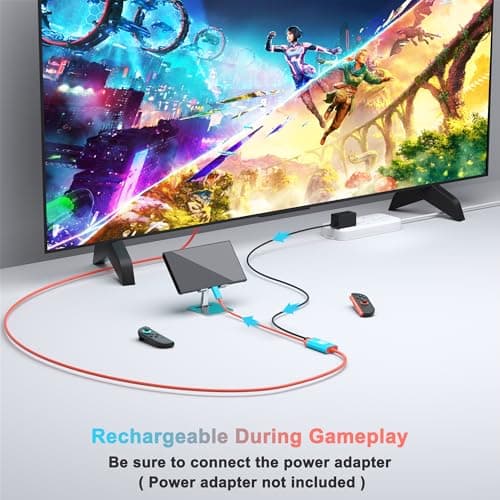 Switch 2 Dock, 4K@60HZ 6ft, USB C to HDMI Replacement Cable for Nintendo 2 Dock, Portable Travel TV Base Adapter ＆ Travel NS 2 Docking Station Cord Compatible with Nintendo OLED — view 3