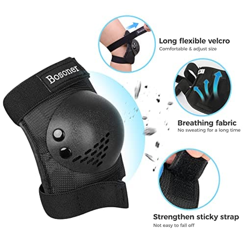BOSONER Kids/Youth Knee Pad Elbow Pads for Roller Skates Cycling BMX Bike Skateboard Inline Rollerblading, Skating Scooter Riding Sports — view 2