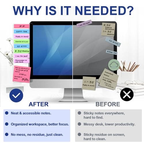 Sticky Monitor Memo Board, Memo Board for Computer Screen, Monitor Memo Boards for Computer, Acrylic Sticky Note Holder, Message Reminder Side Panel, Home Office Desktop Accessories (2) — view 3