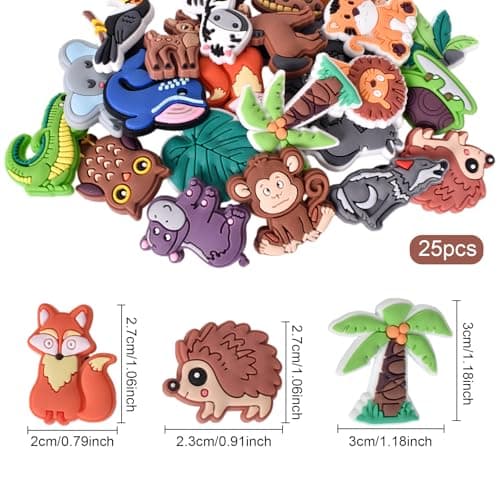 Volumoon 25 PCS Animal Theme Shoe Charms Set, Cute Cartoon Decorative Shoe Charms, Assorted Colors & Styles Shoes Accessories for Girls Boys Teens Adults Birthday Party Festival Gift — view 2