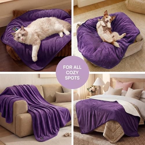 Luciphia Waterproof Pet Blanket, Washable Reversible Sherpa Fleece Throw — view 4