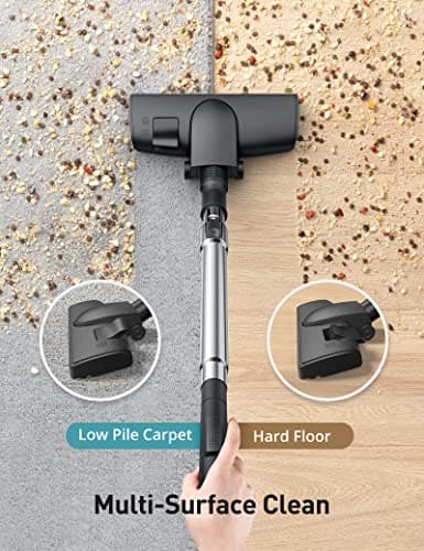 Aspiron Canister Vacuum Cleaner, 40Kpa Bagless Vacuum Cleaners, 4QT Large Dust Cup, Double HEPA Filter, Retractable Cord, 1600W Lightweight Vacuum Cleaner with 5 Tools for Hard Floors, Amber — view 3